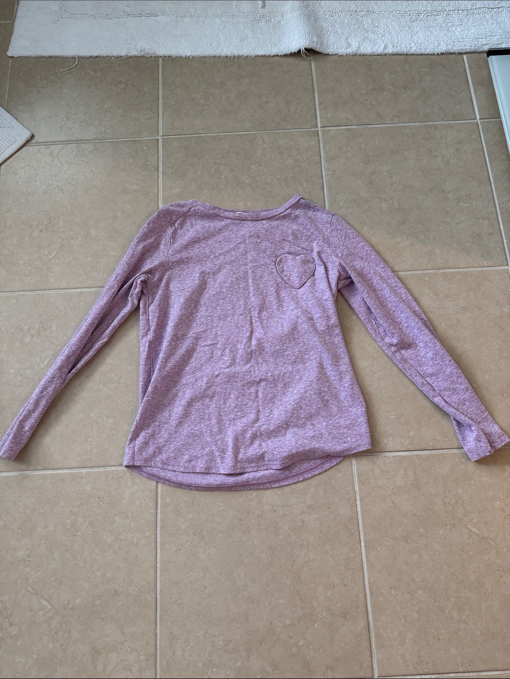 JCrew Crewcuts Heathered Lavender Long-Sleeve Top with Heart Pocket